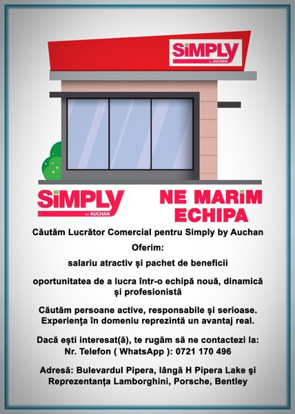 Lucrator comercial pentru Simply by Auchan